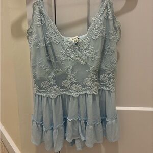 Francesca’s Sheer Blue Lace Top